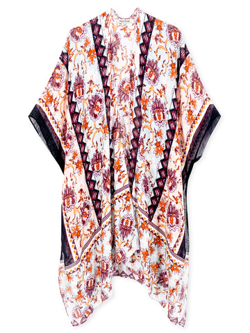 Retro Floral Tiered Kimono